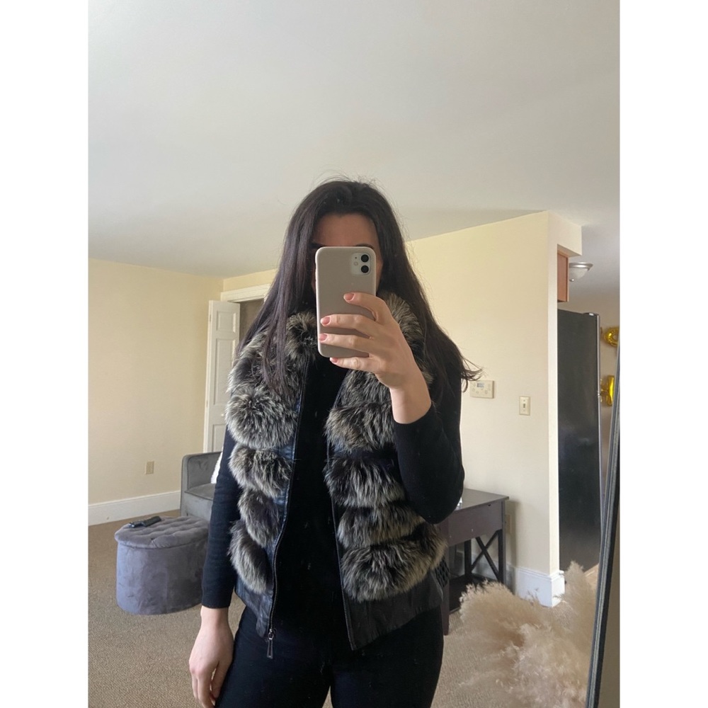 Natural Mink Gray Fur Ladies Vest Mid Length